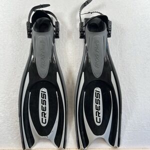 Used Cressi Frog Plus Open Heel Fins - Black White -Small / Medium